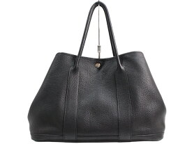 【布袋あり】HERMES　エルメス　ガーデンパーティPM　□N刻印　2010年製造　トートバッグ　ハンドバッグ　ブラック　黒　レザー　ウィメンズ　レディース　シンプル　ギフト　プレゼント包装可【中古】松山久万ノ台店