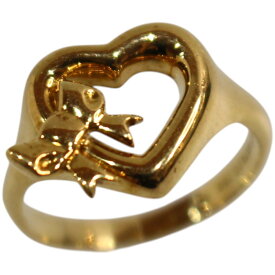 【箱あり】TIFFANY＆Co.　ティファニー　18K　オープンハートリング　ゴールド　リボン　リング　9.5号　可愛い　アクセサリー　レディース　ブランドジュエリー　プレゼント包装　ギフト【中古】松山久万ノ台店