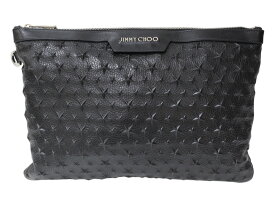 JIMMYCHOO　ジミーチュウ　DEREK　デレク　クラッチバッグ　セカンドバッグ　ブラック　スター　星柄　レザー　メンズ　ギフト　プレゼント包装可【中古】松前R56号店