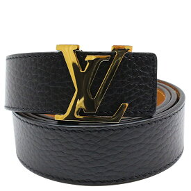 LOUIS VUITTON　ルイ・ヴィトン　サンチュール・LVイニシャル　ベルト　M9521　ブラック　レザー　80/32　約80cm　スーツ　ビジネス　小物　ゴールド金具　ウィメンズ　レディース　シンプル　ギフト　プレゼント包装可【中古】松山久万ノ台店