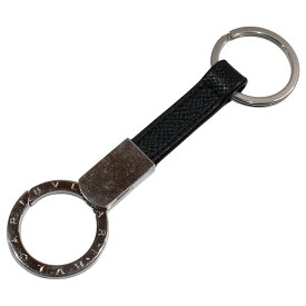 BVLGARI　ブルガリ　キーホルダー　キーリング　ブラック　シルバー　メンズ　シンプル　プレゼント包装可　ギフト【中古】松山久万ノ台店