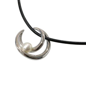 MIKIMOTO　ミキモト　パール×シルバー　レザーネックレス　40cm　10.7g　チョーカー　ブラック　メンズ　ウィメンズ　レディース　ユニセックス　ブランドジュエリー　アクセサリー　シンプル　お洒落　人気　プレゼント包装　ギフト【中古】松山朝生田店