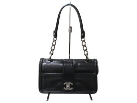 【布袋あり】CHANEL　シャネル　ワンショルダーチェーンバッグ　カーフスキン　ブラック　黒　肩掛け　ココマーク　お洒落　かっこいい　レディース　ウィメンズ　シンプル　人気　プレゼント包装　ギフト【中古】松前R56号店