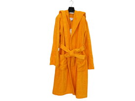 【箱あり】BOTTEGA VENETA　ボッテガ・ヴェネタ　イントレチャートコットンバスローブ　7060123V106　オレンジ　コットン　フード付き　長袖　ルームウェア　ガウン　Mサイズ　メンズ　レディース　ユニセックス【中古】松前R56号店