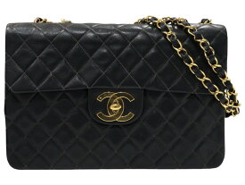 【箱・布袋・ギャラあり】CHANEL　シャネル　デカマトラッセ33　チェーンバッグ　ココマーク　ラムスキン　ブラック　ゴールド金具　人気　ショルダーバッグ　レディース　定番 　ギフト　プレゼント包装可【中古】松山朝生田店