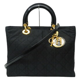 Christian Dior　クリスチャンディオール　レディディオール　カナージュ　2Wayバッグ　黒　ブラック系　レディース　ウィメンズ　ブランド ハンドバッグ　 定番　人気 　シンプル　ギフト プレゼント包装可【中古】新居浜店