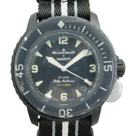BLANCPAIN ブランパン　ブランパン×スウォッチ フィフティーファゾムスコレクション　S035B400　自動巻き　9気圧防水　シースルーバック　日付表示　デイト　逆回転防止ベゼル　メンズ　腕時計　ウォッチ　プレゼント包装　ギフト【中古】新居浜店