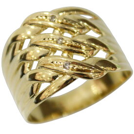 【ポリッシュ済み】K18YG　イエローゴールド　デザイン リング　メレ ダイヤモンド　0.02ct　4.7g　11号　豪華　ゴージャス　指輪　ジュエリー　プレゼント包装可　ギフト【中古】松前R56号店