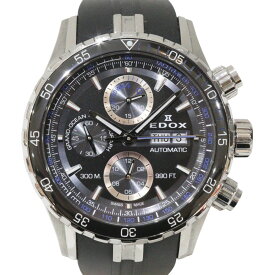 EDOX　エドックス　グランドオーシャンクロノグラフオートマティック　01123-3BUCA-NBUN　デイデイト　自動巻き　ブラック文字盤　300m防水　SS　ラバー　メンズ　人気　シンプル　腕時計　ウォッチ　プレゼント包装　ギフト【中古】松前R56号店