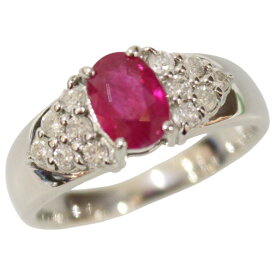 【鑑別書あり・ポリッシュ済】Pt900　プラチナ　リング　ルビー1.00ct　メレダイヤモンド0.40ct　12号　7g　レッド　レディース　指輪　ジュエリー　プレゼント包装可　ギフト【中古】松前R56号店