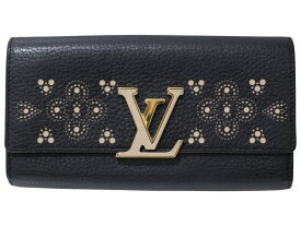 【布袋あり】LOUIS VUITTON　ルイ・ヴィトン　ポルトフォイユ・カプシーヌ　M62556　二つ折り長財布　ロングウォレット　ネイビー系　トリヨンレザー　ゴールド金具　レディース　ウィメンズ　LV　人気　シンプル　ギフト　プレゼント包装可【中古】松前R56号店