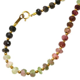 トルマリンネックレス　マルチカラー　K18YG　イエローゴールド　約62cm　24.7g　ミラーボール　レディース　ウィメンズ　ジュエリー　アクセサリー　お洒落　シンプル　レディース　ギフト　プレゼント包装可　【中古】松前R56号店