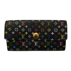 【布袋付】LOUIS VUITTON　ルイ・ヴィトン　ポシェット・ポルト　モネ　クレディ　M60005　長財布　ノワール　ブラック　マルチカラー　ゴールド金具　レディース　メンズ　ユニセックス　ギフト　プレゼント包装可【中古】新居浜店