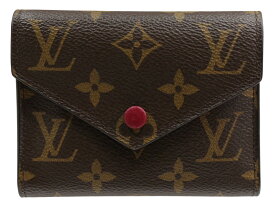 【箱・布袋あり】LOUIS VUITTON　ルイ・ヴィトン　ポルトフォイユ・ヴィクトリーヌ　M41938　フューシャ　ブラウン　モノグラムキャンバス　折り財布　ウォレット　レディース　ギフト　プレゼント包装可【中古】松山久万ノ台店