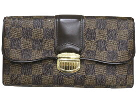 LOUIS VUITTON　ルイ・ヴィトン　ポルトフォイユ・システィナ　N61747　ダミエ・エベヌ　長財布　ロングウォレット　ブラウン系　メンズ　レディース　ユニセックス　LV　人気　シンプル　ギフト　プレゼント包装可【中古】松前R56号店