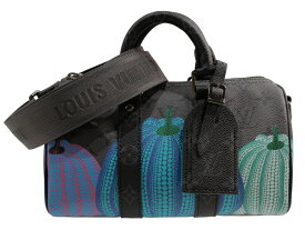 【布袋あり】LOUIS VUITTON　ルイ・ヴィトン　キーポルバンドリエール25　草間彌生コラボ　M46437　モノグラムエクリプス　キャンバス　ハンドバッグ　ショルダーバッグ　パンプキン　ブラック　グレー　メンズ　LV　ギフト　プレゼント包装可【中古】松山久万ノ台店