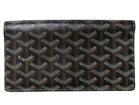 【箱あり】GOYARD　ゴヤール　リシュリューウォレット　長財布　ロングウォレット　ヘリンボーン　ブラック×ホワイト×ブラウン系　コーティングキャンバス×レザー　メンズ　紳士　お洒落　定番　人気　プレゼント包装　ギフト【中古】松前R56号店