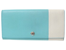 【箱・布袋あり】TIFFANY＆Co. ティファニー＆コー　コンチネンタル　フラップウォレット　レザー　長財布　ロングウォレット　ティファニーブルー×ホワイト　バイカラー　レディース　プレゼント包装　ギフト【中古】松前R56号店