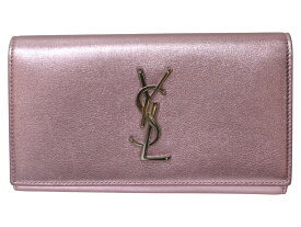 【箱・布袋あり】YVES SAINT LAUREN イヴサンローラン　フラップ長財布　ロングウォレット　シルバーピンク　レディース　プレゼント包装　ギフト【中古】松前R56号店
