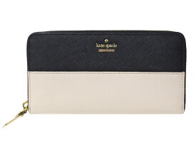 kate spade　ケイトスペード　キャメロンストリートレイシー長財布　ロングウォレット　ラウンドファスナー　ブラック×ベージュ系　ゴールド金具　レザー　レディース　ウィメンズ　可愛い　お洒落　シンプル　人気　プレゼント包装　ギフト【中古】松前R56号店