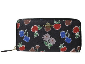 【未使用品・箱・布袋あり】COACH　コーチ　アコーディオンジップウォレット　F1680　長財布　ロングウォレット　グレー系×マルチカラー　ゴールド金具　ラウンドファスナー　フラワー　花柄　レディース　ウィメンズ　人気　プレゼント包装　ギフト【中古】松前R56号店