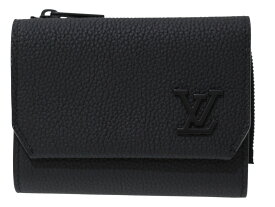 【箱・布袋あり】LOUIS VUITTON　ルイ・ヴィトン　ポルトフォイユ・パイロット　M81740　アエログラム　レザー　ブラック　コンパクトウォレット　三つ折り財布　メンズ　レディース　ユニセックス　LV　人気　シンプル　ギフト　プレゼント包装可【中古】松前R56号店
