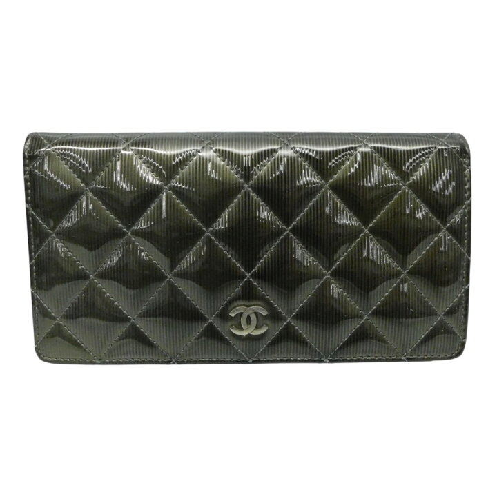 楽天市場】CHANEL シャネル 二つ折り長財布 マトラッセ エナメル 