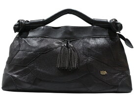 IBIZA　イビザ　ハンドバッグ　レザー　ブラック　黒　手提げ　タッセル　おしゃれ　ウィメンズ　レディース　シンプル　カジュアル　ギフト　プレゼント包装可【中古】松山久万ノ台店