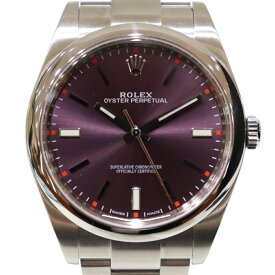 【オーバーホール・ポリッシュ済み】ROLEX　ロレックス　オイスターパーペチュアル　114300　自動巻き　ランダム　2017年　パープル文字盤　シルバー　ステンレススチール　メンズ　紳士　腕時計　ウォッチ　プレゼント包装　ギフト【中古】松山朝生田店