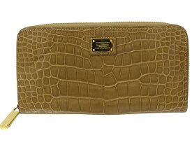 LOUIS VUITTON　ルイ・ヴィトン　ラウンドファスナーロングウォレット　クロコダイル　アリゲーター　ベージュ系　ブラウン系　長財布　プレート　メンズ　レディース　ユニセックス　定番　LV　人気　シンプル　ギフト　プレゼント包装可【中古】松前R56号店
