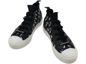 Christian Dior　クリスチャン・ディオール　ハイトップスニーカー　サイズ39　約24.5cm　ネイビー×ホワイト　紺色×白　トロッター柄　ロゴ　靴　ハイカット　メンズ　レディース　ユニセックス　プレゼント包装可　ギフト【中古】松山久万ノ台店