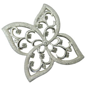 K18WG　ホワイトゴールド　フラワーペンダントトップ　ダイヤ付き　0.33ct　約12g　トップ　ネックレストップ　アクセサリー　フラワー　レディース　おしゃれ　シンプル　人気　【中古】新居浜店