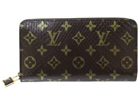【箱・布袋付】LOUIS VUITTON　ルイ・ヴィトン　ジッピーウォレット　エキゾチック　モノグラム・パイソン　M80148　蛇柄　ブラウン　IC　ラウンドファスナー　ウォレット　長財布　メンズ　レディース　ユニセックス　ギフト　プレゼント包装可【中古】松前R56号店