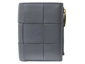 BOTTEGA VENETA　ボッテガ・ヴェネタ　カセット スモール 二つ折りウォレット　マキシイントレチャート　レザー　ダークグレー系　財布　シンプル　メンズ　レディース　ウィメンズ　ユニセックス　プレゼント包装　ギフト　人気　定番【中古】松前R56号店
