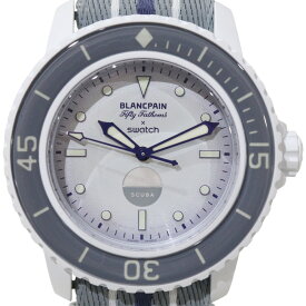 【箱・保証書あり】BLANCPAIN×SWATCH　ブランパン×スウォッチ　フィフティ ファゾムス　アンタークティック オーシャン　S035S100　自動巻き　バイオセラミック　ホワイト系　グレー系　メンズ　腕時計　ウォッチ　プレゼント包装　ギフト【中古】松前R56号店
