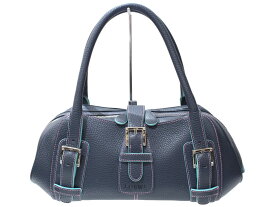 LOEWE　ロエベ　センダ　グレー系　ライトブルー系　レザー　ハンドバッグ　ミニボストンバッグ　レディース　ユニセックス　ウィメンズ　人気　ブランド　定番　ギフト　プレゼント包装可【中古】松前R56号店