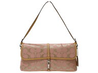 【チャーム付】COACH　コーチ ショルダーバッグ　シグネチャーキャンバス　ブラック系　シルバー金具　肩…