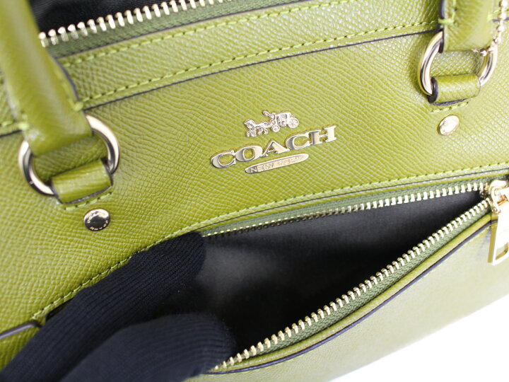 美品】コーチ ハンドバッグ グリーン レザー ゴールド金具付き COACH  