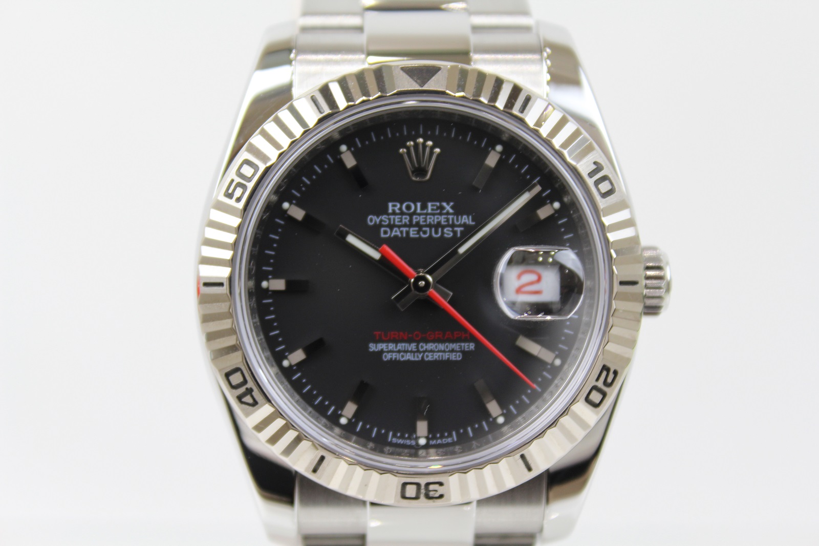 ROLEX　ロレックス　デイトジャスト　ターノグラフ　116264　V番　WG　ホワイトゴールド　SSステンレススチール　グレー　赤針　メンズ　 腕時計【中古】 | かんてい局松前Ｒ５６号店
