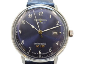 ZEPPELIN　ツェッペリン　LZ129　ヒンデンブルグ　メンズ　腕時計　クオーツ時計　ブルー系　レザーベルト　【中古】