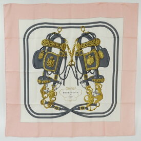 HERMES　エルメス　カレ　BRIDES de GALA　スカーフ　ピンク　ホワイト　グレー　イエロー系　レディース　シルク100％　服飾小物　【中古】