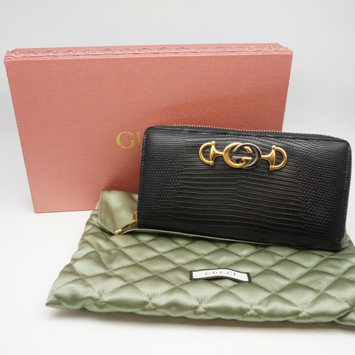 楽天市場】GUCCI グッチ 570661 ズゥミ長財布 リザード型押 ブラック 