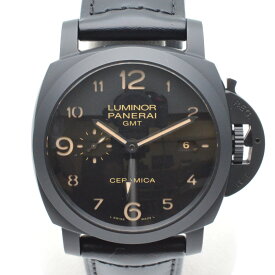 O.PANERAI　オフィチーネパネライ　PAM00441　ルミノール1950 セラミカ GMT　ブラック文字盤　セラミックケース　自動巻き　オートマチック　レザーベルト　メンズ 　腕時計　【中古】
