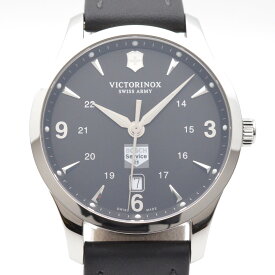 VICTORINOX　ビクトリノックス　241474　スイスアーミーアライアンス　ブラック　黒　クォーツ　電池式　40mm　レザーベルト　デイト表示　100M防水　メンズ時計　腕時計　【中古】
