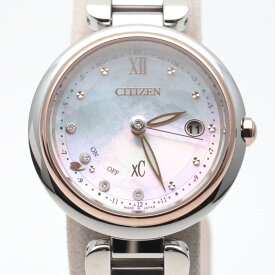CITIZEN　シチズン　ES9466-65W H060-T027270　XC　クロスシー　エコドライブ　電波時計　ホワイトシェル　チタニウム　26mm　デイト表示　レディース時計　腕時計　【中古】