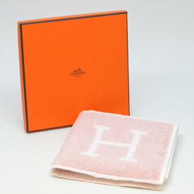 HERMES　エルメス　カレタオル　《アヴァロン》　ローズ・リラ　ピンク×ホワイト　綿100％　フランス製　ブランド雑貨　【中古】