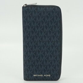 MICHAEL KORS　マイケルコース　36U9MCRE3B　ラウンドファスナー長財布　ネイビー　紺　MKロゴ　ブランド財布　メンズ財布　【中古】