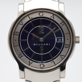 BVLGARI　ブルガリ　ST35S　ソロテンポ　35mm　クオール　ブルー　シルバー　ステンレススチール　サファイアクリスタル　腕時計　メンズ　【中古】