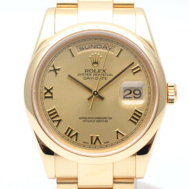 ROLEX　ロレックス　118208 P番（2000年製造）　デイデイト　ローマンダイヤル　K18YG　金無垢　イエローゴールド　OH・仕上げ済　ロレックスサービスカード付　メンズ腕時計　【中古】
