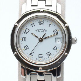 HERMES　エルメス　CL4.210　クリッパー　ホワイト/シルバー　クオーツ　ブランド腕時計　レディース腕時計　【中古】